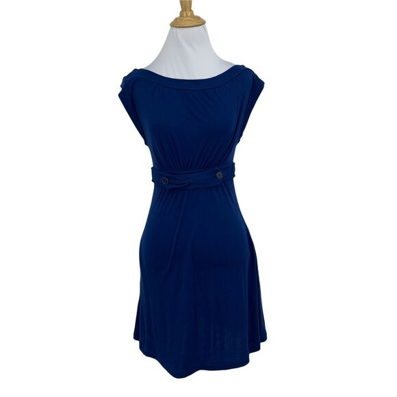 BCBGMaxazria Dress Women's Size XS Blue Attached Belt Boat Neck Career *Read - Picture 1 of 13